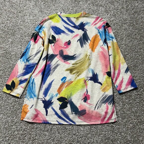 Jess & Jane Womens Small Colorful Abstract Print Tunic Top S 3/4 Sleeve - Picture 3 of 8